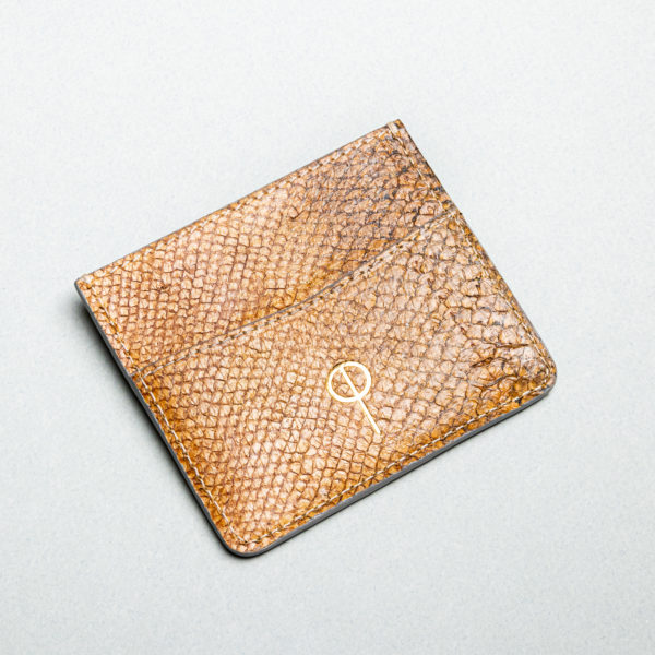 Salmon leather yellow cardholder